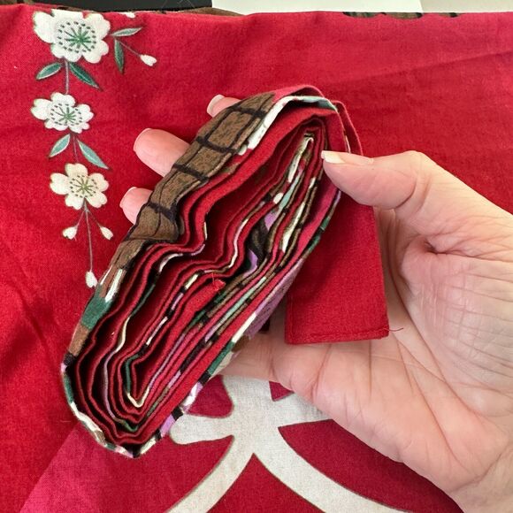 Made In Japan Red Floral Pagoda Multicolor Japanese Kimono and Matching Belt OS - Picture 12 of 15